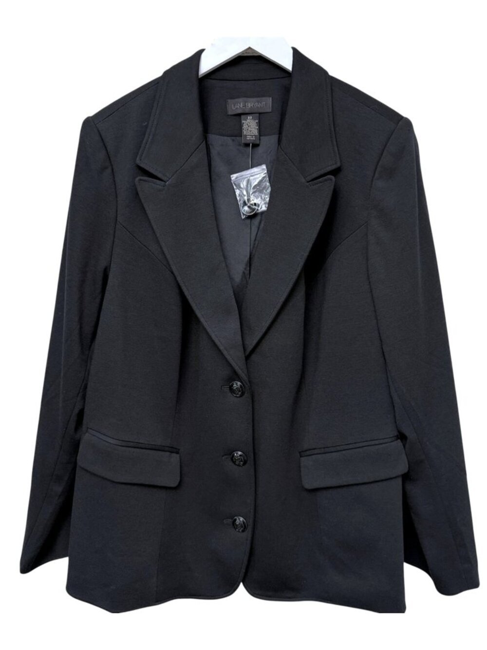 Lane Bryant Womens Blazer Plus Size 22 Black Stretch Ponte Knit Jacket NWOT